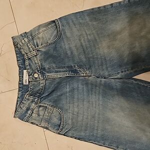 BRAND NEW WOMEN'S ZARA BLUE JEANS DENIM PANTS TAPERED DOUBLE POCKET SZ 4 $50